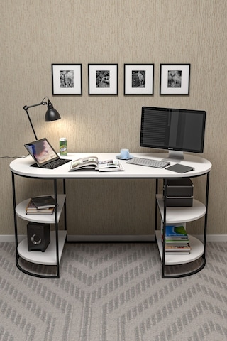 Çalışma Masası 140 Cm Bilgisayar Masası Çok Amaçlı Makyaj Masası Ofis Masası Yemek Masası Beyaz Beyaz