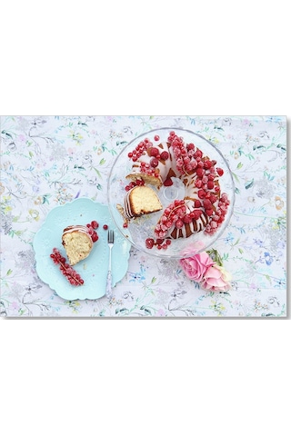 Cakasepetim Tabakta Vişneli Kek Ve Pembe Gül Ahşap Mdf Tablo