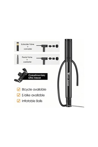 Ranyeek West Bıkıng Taşınabilir Bisiklet Pompası, 90psı Yüksek Basınç, Alüminyum Gövde, Bisiklet Ve Toplar İçin Siyah