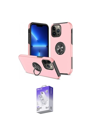 İeg Apple iPhone Uyumlu 13 Pro Max Kılıf Konsantrasyon Form Prime - Siyah Bilvis 5in1 3d Magic Cam Ekran Koruyucu Mor