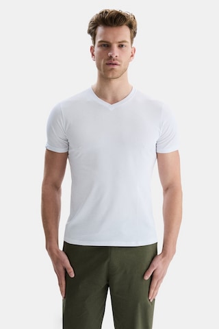 Ucla Vanness Beyaz V Yaka Yaka Tshirt Düz Erkek Tshirt Beyaz