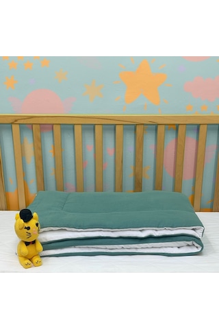 Komfort Home Müslin %100 Organik Pamuk Yumuşak Çift Taraflı Bebek Yorganı - Yeşil