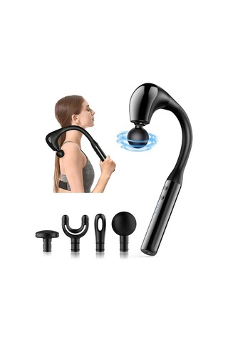 4 Başlıklı Uzun Saplı Ergonomik Profesyonel Sporcu Masaj Tabancası Renkli