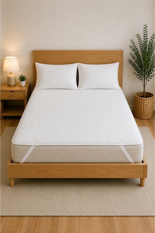 Sıvı Geçirmez Yatak Koruyucu Set 1 Adet 4 Köşe Lastikli Yatak Alezi + 2 Adet Yastık Alezi Nefes Alan Mikrofiber Koruma Seti Tek-çift Kişilik Beyaz