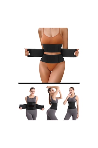 Sıkılaştırıcı Toparlayıcı Korse Vücut Şekillendirici Bel İnceltici Zayıflama Kemeri Siyah