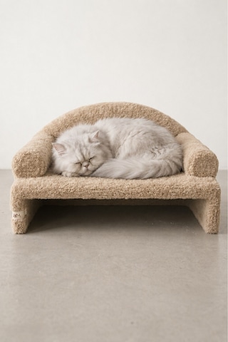 Reyo Pet Peluş Kedi Oturma Koltuğu Kedi Yatağı Bej
