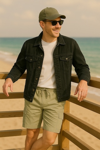 Küf Yeşili Kargo Cepli Paraşüt Kumaş Erkek Şort-1806 Küf Yeşili