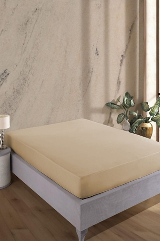 Colorful Micro Fitted Full Kenar Sıvı Geçirmez Yatak Koruyucu Alez Bej
