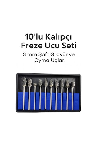 Merttools 10 Lu Kalıpçı Freze Ucu Seti Metal Ahşap Plastik İşleme 3 Mm Şaft Gravür Ve Oyma Ucu