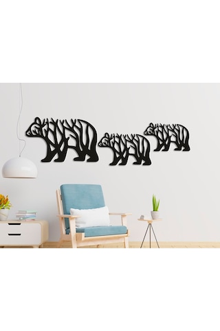 Ağaç Desenli Ayı Silüeti - Şık Ve Modern Duvar Süsü 20cm 1adet