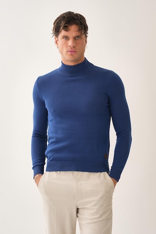 Yarım Boğazlı Triko Kazak Mavi