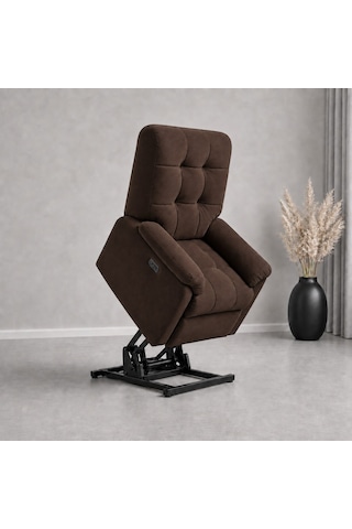 Smarto Relax Porto Liftli Çift Motorlu Elektrikli Ayağa Kalkma Destekli Polyester Hasta Ve Baba Tv Koltuğu Kahverengi