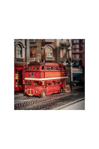 London Bus 3d Puzzle Ahşap Minyatür Maket Kiti Dıy Kendin Yap