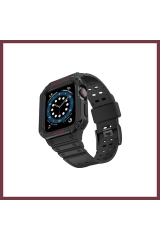 Storeşahin Apple Watch 42mm Uyumlu Kr401 Silikon Kordon - Siyah Shn0720