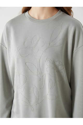 Lcwaıkıkı Classic Haki Bisiklet Yaka Kadın Sweatshirt Tunik