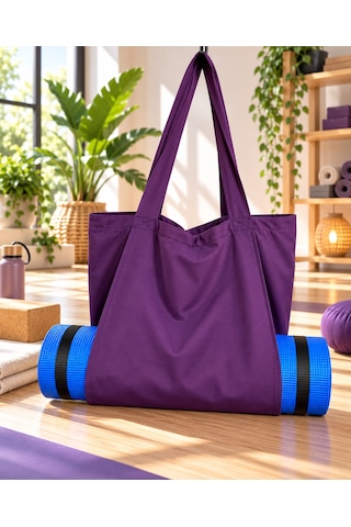 Mat Taşıma Çantası Yoga Fitness Silindir Antrenman Çantası - Çantalı Fermuarlı Mat Taşıma Çantası Mor