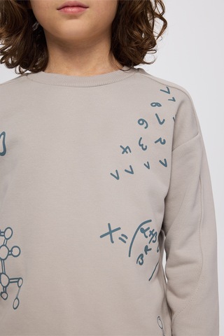 Panço Erkek Çocuk Baskılı Taş Sweatshirt Gri