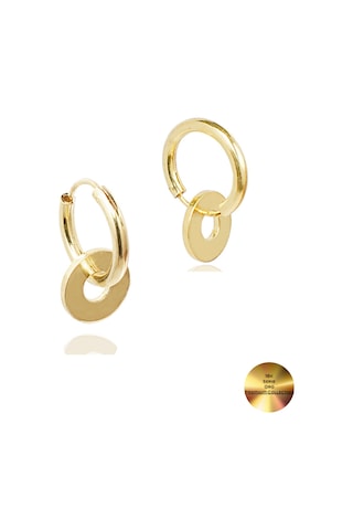 Brezza Lusso Jewelry 18k Serie Oro Sallantılı Halka Kadın Gümüş Küpe 14 Mm