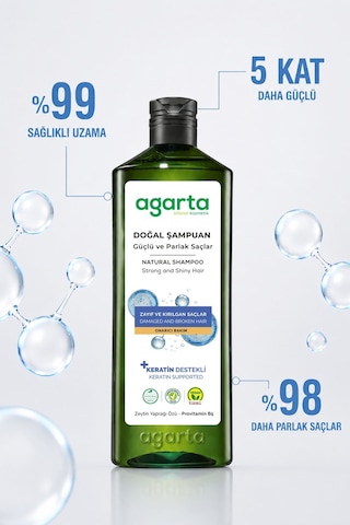 Agarta Güçlü Ve Parlak Saçlar İçin Bitkisel Tuzsuz Şampuan 400 ML