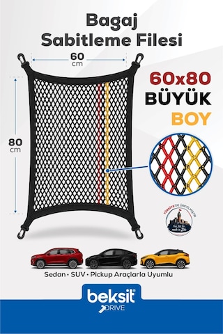 Beksit Drıve Mercedes, Audi, Opel Model Özel Renkli Tasarım Bagaj Sabitleme Filesi (60x80 cm) (Almanya)