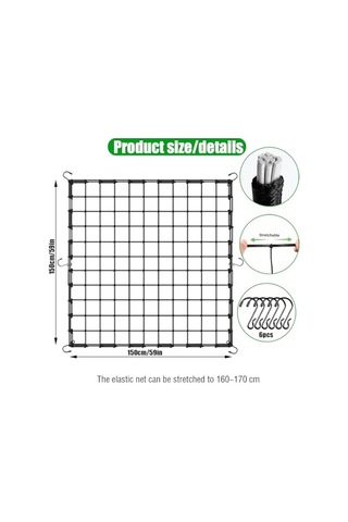 Coffee Life Plus Scrog File, Bitki Yetiştirme Ağı, 150 X 150 Cm Elastik Kafes Ağı, 6 Kancalı, Elastik Ağ Kafesi