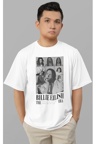 Sevbano Billie Eilish The Eras Tour Tasarım Baskılı Unisex Oversize Şarkı Beyaz