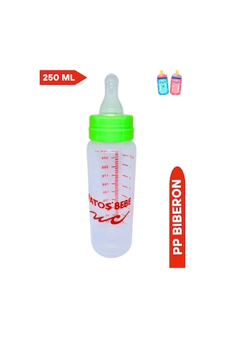 Fatoş Bebe Klasik Silikon Uçlu Pp Biberon Yeşil Rengi, 250 Ml