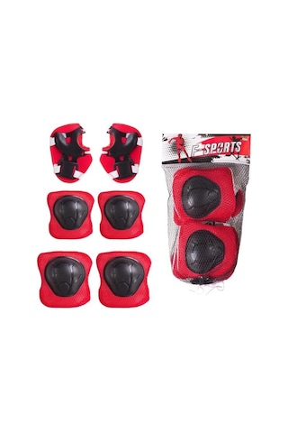 Bisiklet Scooter Kaykay Kask Dizlik Dirseklik Koruyucu Set Kırmız