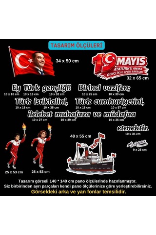19 Mayıs Atatürk'ü Anma Gençlik Ve Spor Bayramı Panosu Figür Seti Hazır Kesim Sınıf Süsü 01 7