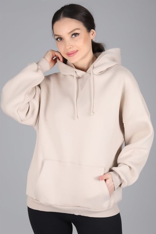 Sweetness Kadın Açık Bej Kapüşonlu Sweatshirt Açık Bej