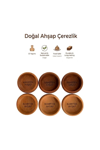 Kamptek Ahşap Çerezlik Set - Doğal Ahşap Meşe Sunum Kasesi Çerezlik Sunumluk Kase Çok Amaçlı Kahverengi6