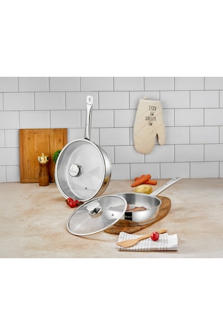 Polochef 26 Cm & 28 Cm Yapışmaz 2'li Paslanmaz Çelik Tava Seti Diğer