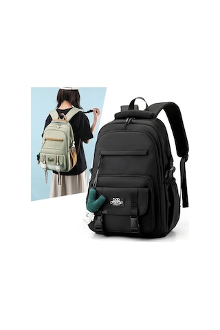 Oxford Kumaş Su Geçirmez Okul Çantası Büyük Kapasiteli Kız Sırt Çantası - Siyah Siyah
