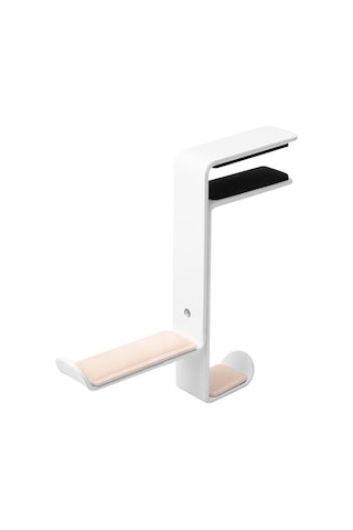 Fosenze Masaüstü Metal Kulaklık Tutucu, Açısı Ayarlanabilir, Kayması Önleyici Pu Yastık, Bir Parçadan Dökme, Beyaz Renk