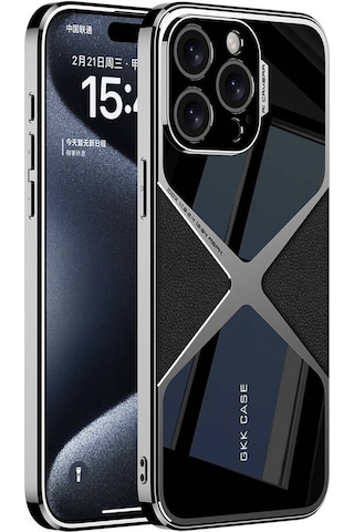 İphone Uyumlu 15 Pro Max Kılıf Ultra İnce Kamera Korumalı Pc + Deri Arka Yüzey Zore X-pro Kapak-siyah