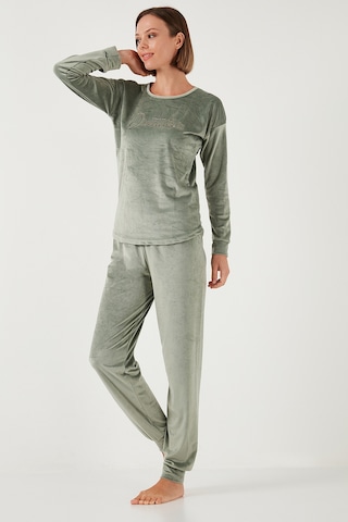 Lela Standart Fit Bisiklet Yaka Yumuşak Kadife Bayan Pijama Takımı 6094202 Mint