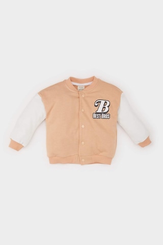 DeFacto Erkek Bebek Kolej Yaka Baskılı Çıtçıt Kapamalı Bomber Hırka D6290A524WNBG269 Bej