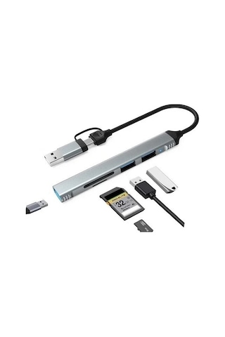 Comse CM77 Type C Usb 3.0 Çoklayıcı Sd Kart Okuyucu 5 Port Usb Hub