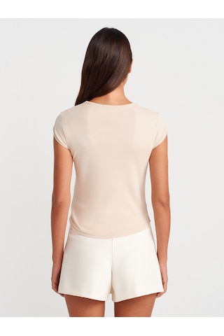Dilvin 31779 Bisiklet Yaka Basic T-shirt-taş Taş