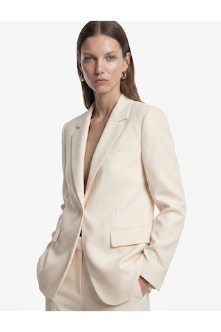 Koton Regular Fit Uzun Kollu Cep Detaylı Düğmeli Geniş Yaka Blazer Ceket Kırık Beyaz 7wak50020uw Ekru