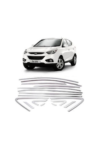 Hyundai ix35 Uyumlu Paslanmaz Krom Cam Çerçeve Çıtası Seti 48613