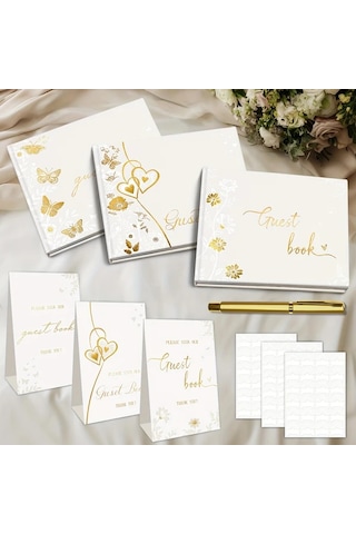 Willowhaven Butterfly Desenli Lüks Misafir Defteri - Altın Yaldız Kapak Ve Sayfalar Diğer