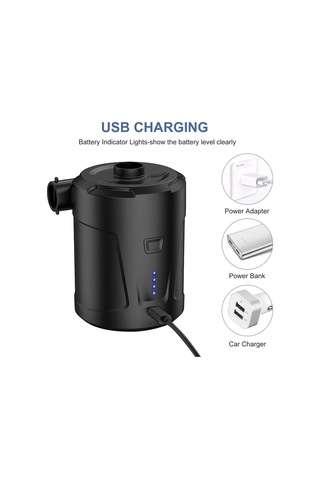 jmsstore Elektrikli Hava Pompası 5000mah Dahili Pil 3 Nozullu Siyah Hızlı Doldurma