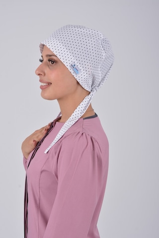 Tesettür Doktor Hemşire Bonesi - Beyaz Yıldız Beyaz
