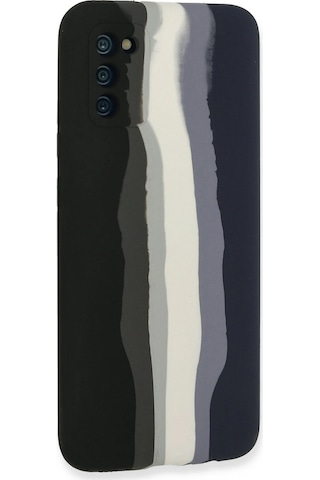 Gld-spt- Newface Samsung Uyumlu Galaxy A03s Kılıf Ebruli Lansman Silikon - Siyah-lacivert