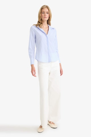 Defacto Fitted Çizgili Poplin Uzun Kollu Gömlek D3172AX24AU Mavi