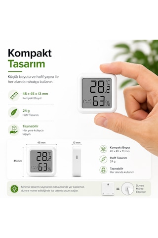 Dijital Sıcaklık Ve Nem Ölçer Lcd Ekranlı Mini Termometre Higrometre Ortam Isı Ve Nem Ölçer Duvar Ve Masaüstü Kullanım