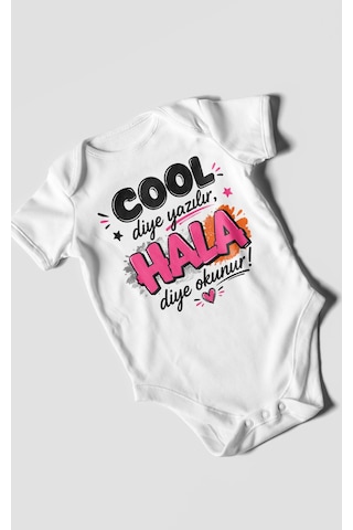 Morivokids Cool Diye Yazılır Hala Diye Okunur Kısa Kollu Bebek Body %100 Pamuk Beyaz