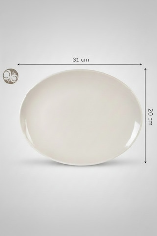 6'lı Ellips Oval Kayık Tabak 31cm Krem Rinart