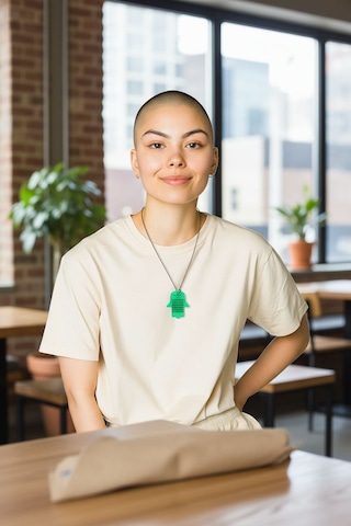 Ayetel Kürsi Fatma Ana Eli Karanlıkta Parlayan Fosforlu Zincirli Kolye Yeşil